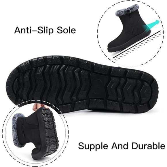 Women's Snow Boots Winter Fur Lined Waterproof Anti-Slip Boots - Picture 3 of 6